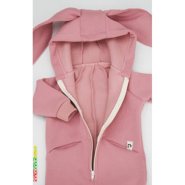 Šiltas-Kombinezonas/romperis mergaitei „Rausvas kiškutis“