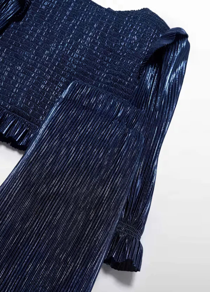 Mėlynas plisuotų kelnių komplektas Abel & Lula