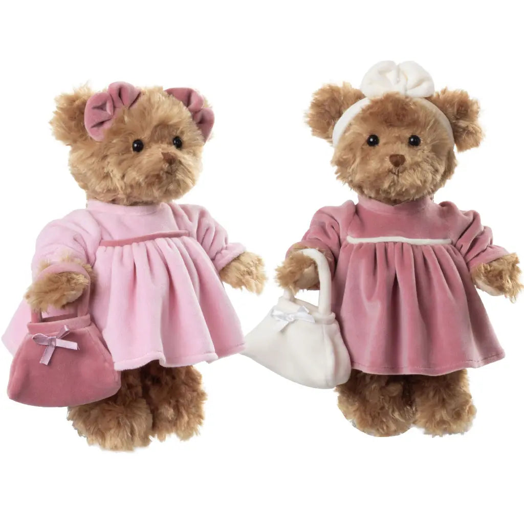Meškutė Ellen su krepšiu - šviesiai rožinė 25cm.