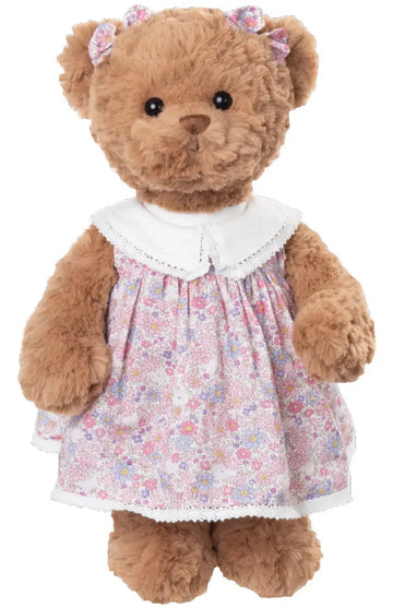 Meškutė The Beautiful Carole su gėlėta suknele, minkštas pliušinis žaislas 35cm.