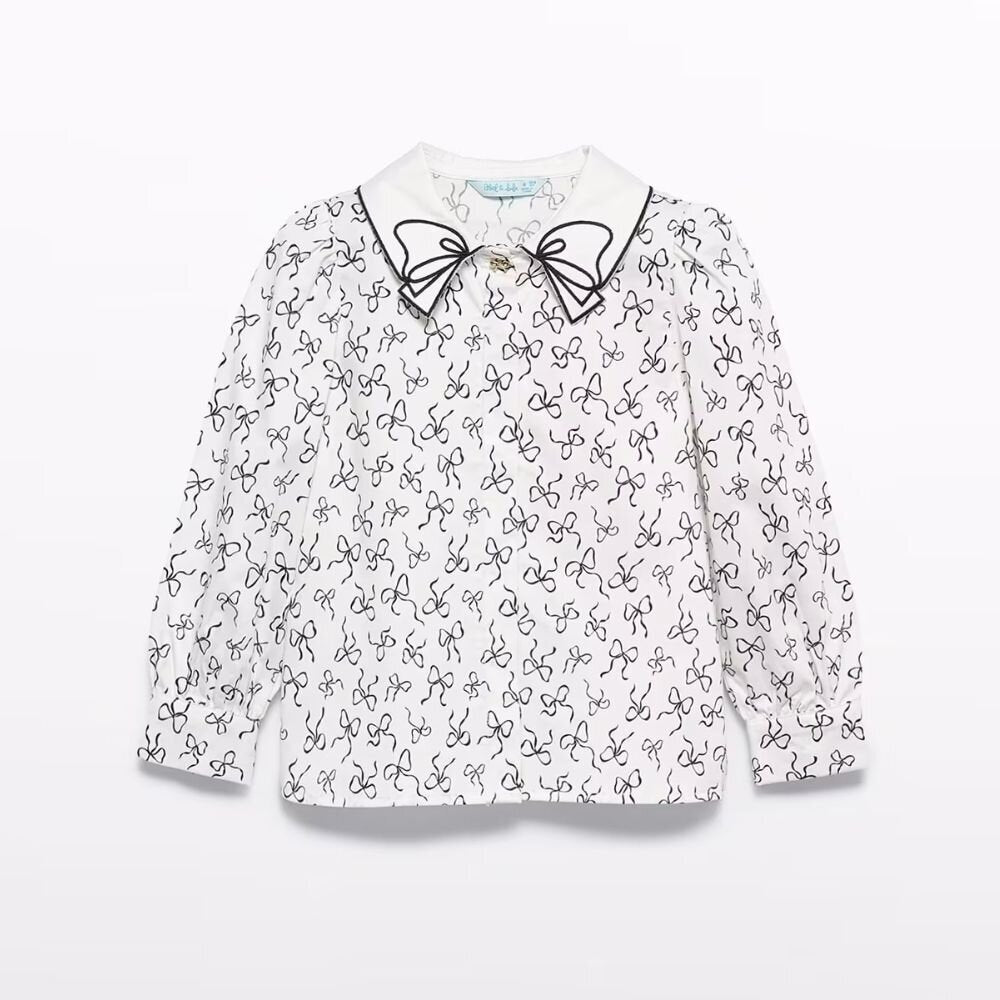 Balta palaidinė su juodais kaspinėliais Abel & Lula