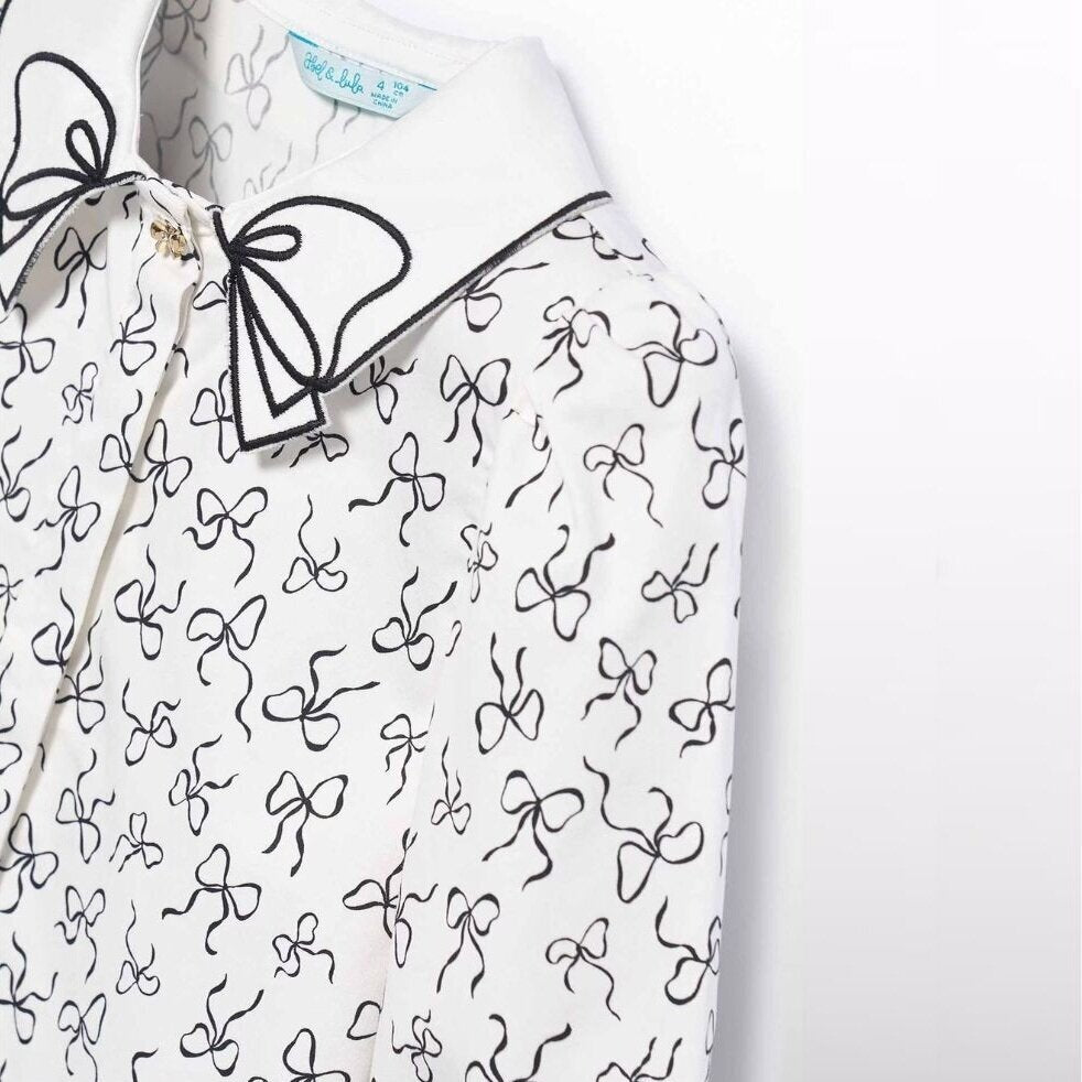 Balta palaidinė su juodais kaspinėliais Abel & Lula