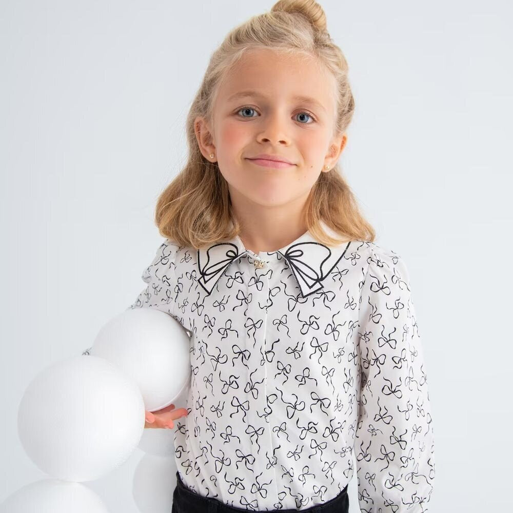 Balta palaidinė su juodais kaspinėliais Abel & Lula