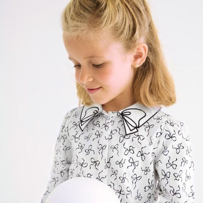 Balta palaidinė su juodais kaspinėliais Abel & Lula