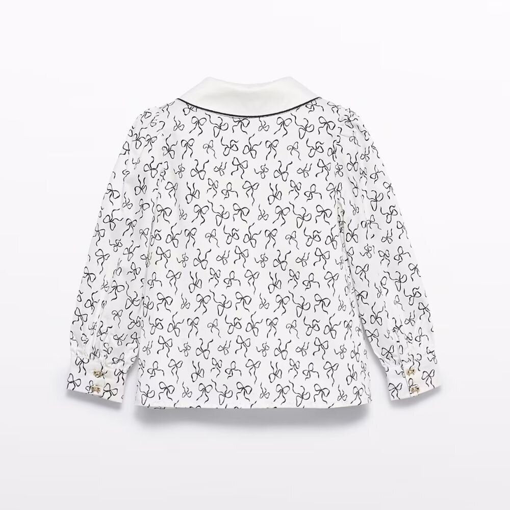 Balta palaidinė su juodais kaspinėliais Abel & Lula