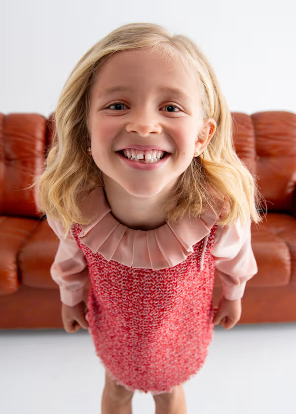 Abel & Lula Rožinė suknelė sarafanas ilgomis rankovėmis