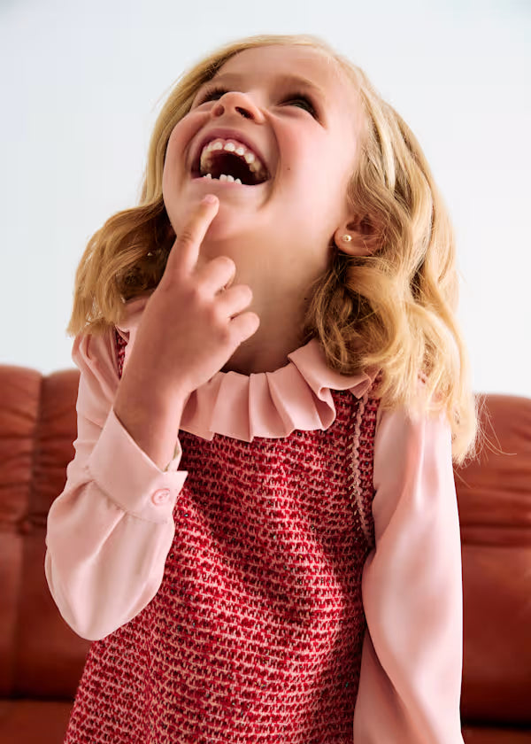 Abel & Lula Rožinė suknelė sarafanas ilgomis rankovėmis