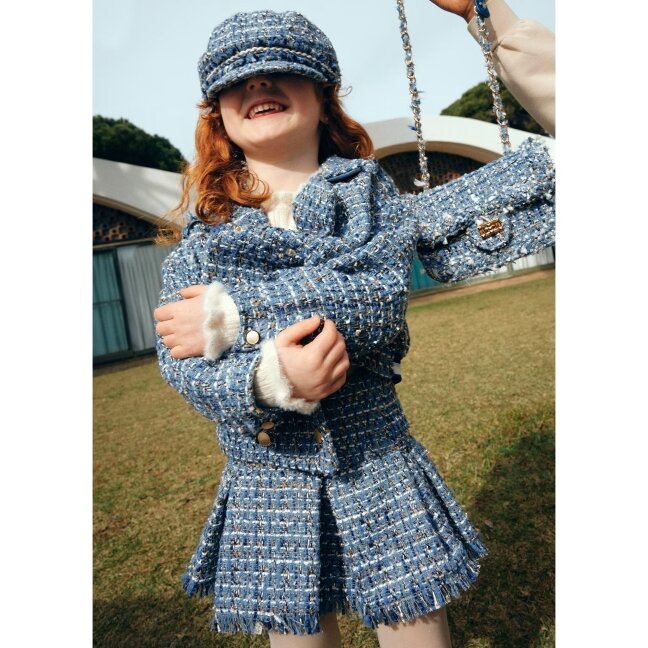 Mėlyna tvido rankinė mergaitei Abel & Lula