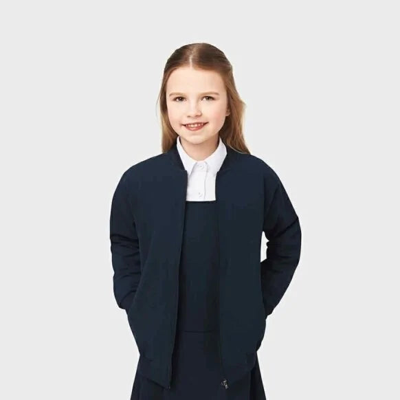 Mėlynas mokyklinis džemperis su užtrauktuku 116-158cm