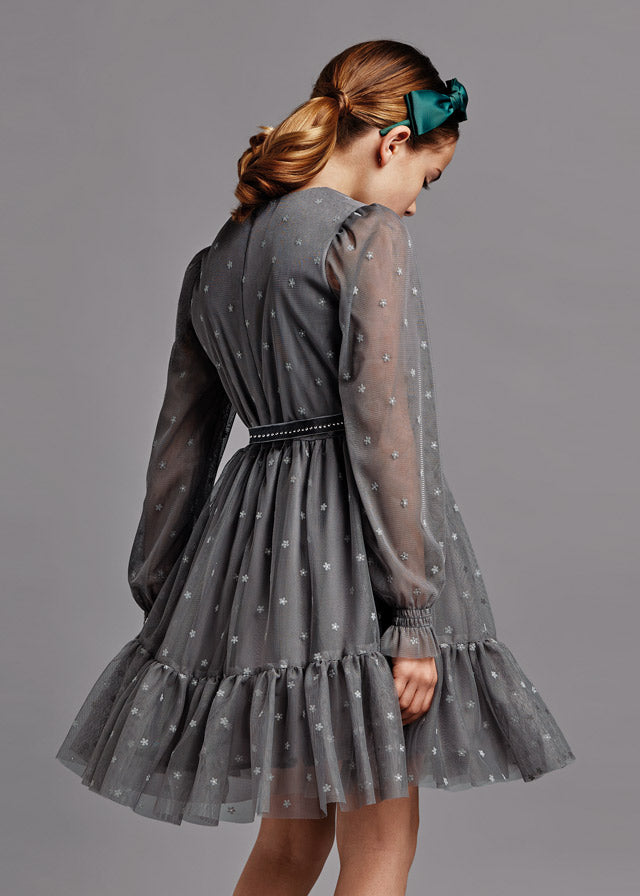 Mayoral puošni tiulio suknelė mergaitėms pilka
